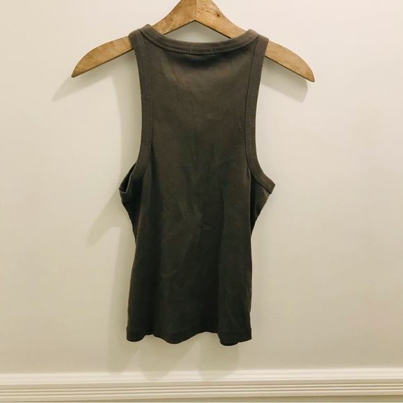 NWT James Perse Ribbed Knit Tank Top 1 platoon olive green cutaway small - Picture 3 of 10